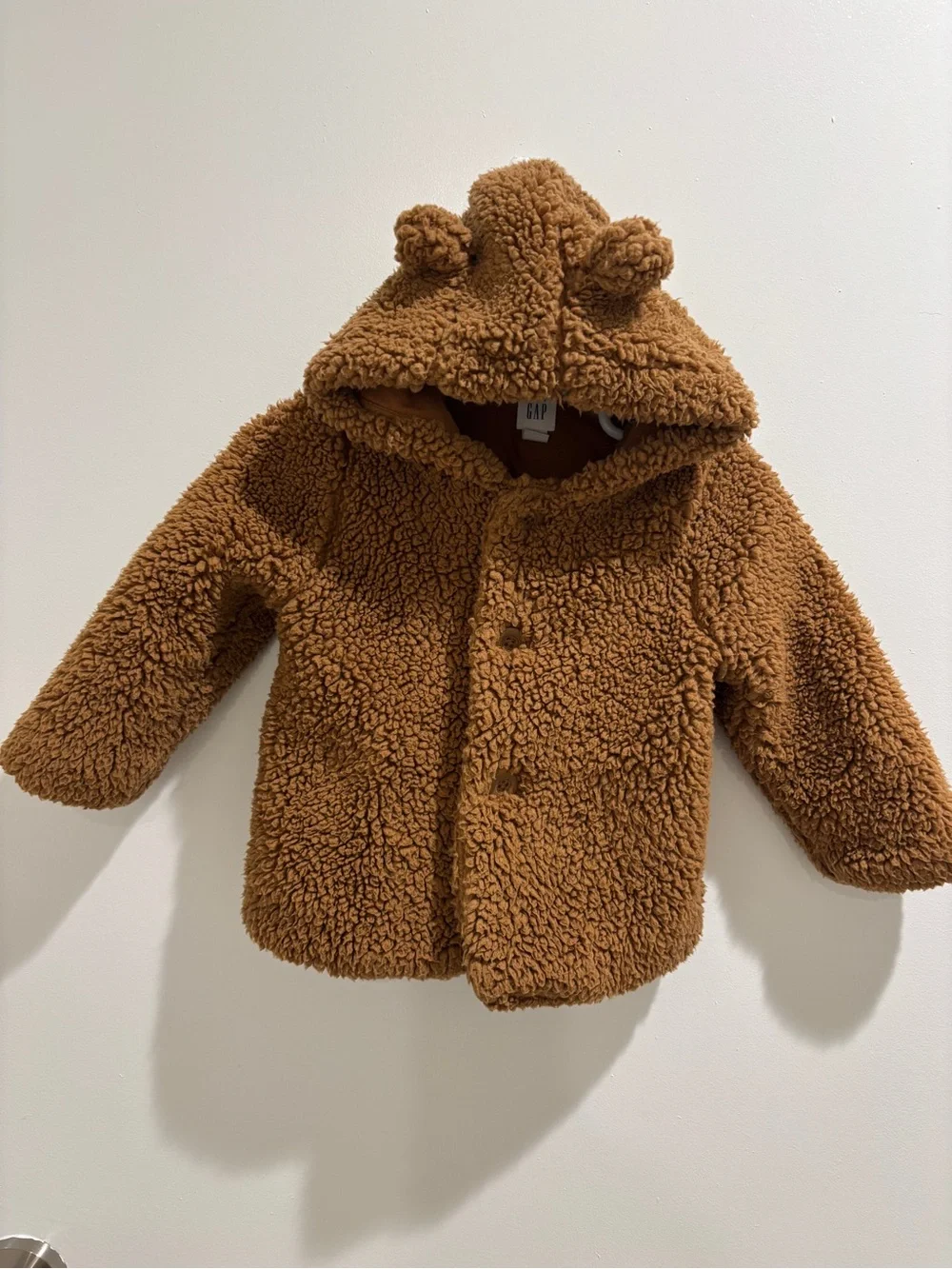 GAP Baby Brown Plush Hooded Coat with Bear Ears